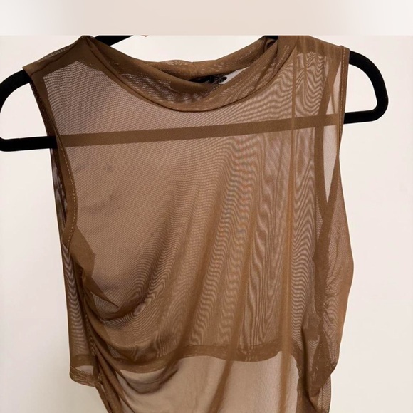 PrettyLittleThing Tops - PrettyLittleThing Sheer Tan Tank Top